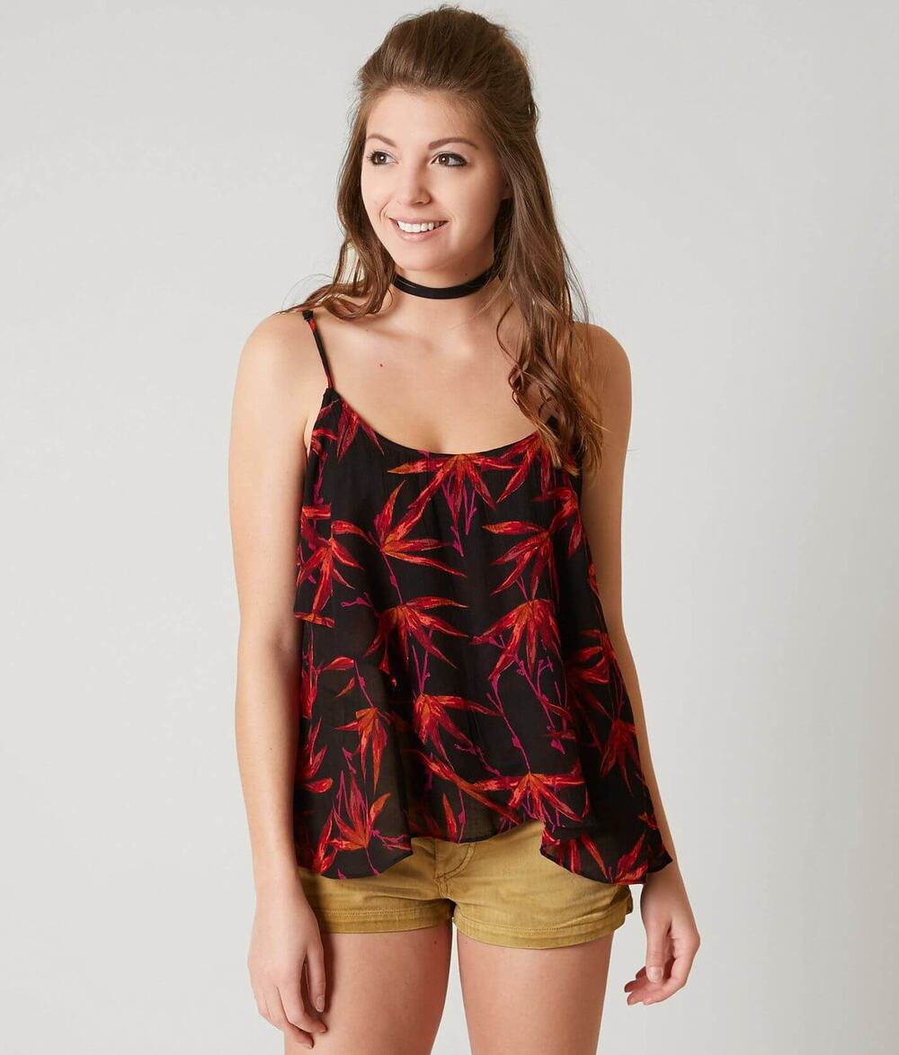 Free People Simone Tank Top Black Red Floral Flowy Women's Size Small